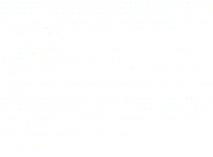 Alimentos nutritivos a base de amaranto que combinan cereales, frutas y semillas lo que da como resultado barras nutritivas de amaranto, cereales a base de amaranto, atole de harina de amaranto y amaranto reventado, mezclas de cereales con un delicioso sabor y un alto valor energético. Los productos Nutri-Aztek poseen un delicioso sabor, el alto contenido de proteínas de sus ingredientes es ideal para su consumo diario y de ésta forma contribuir a una buena alimentación. Características del amaranto: • Alto contenido de proteínas, calcio, ácido fólico y vitamina C, además de todos los aminoácidos esenciales como son: la leucina, lisina, valina, metionina, fenilalanina, treonina e isoleucina. • Posee mayor proporción de proteína que muchos otros cereales como el trigo, arroz, maíz y avena entre otros. • Favorece el desarrollo mental y estimula la hormona del crecimiento por lo que se recomienda su consumo desde niños. • Instituciones de investigación y dependencias del Sector Público en México, han avalado la eficacia del amaranto cuando se le utiliza como recurso de apoyo alimentario para la recuperación nutricional de niños desnutridos. • Excelente para la memoria ya que equilibra el calcio, fósforo y magnesio que ayudan a mantener al cerebro en un buen estado. • Disminuye notablemente los niveles de colesterol en la sangre. • 100% libre de gluten. 